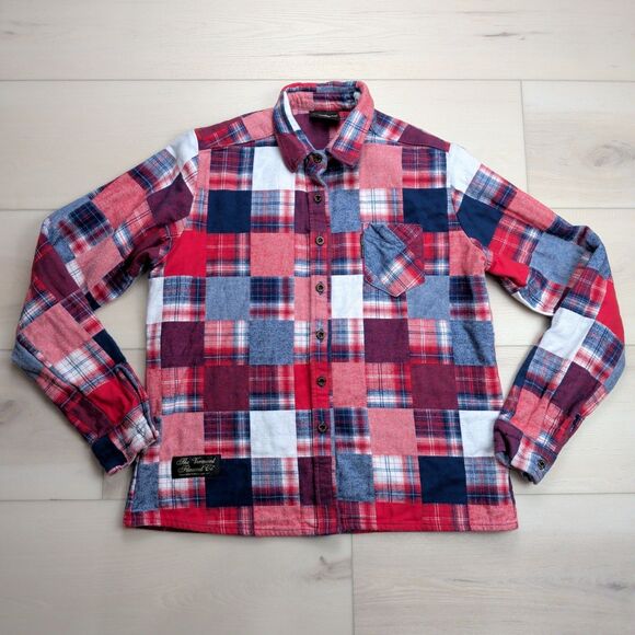 Vermont Flannel Co Shacket Womens XL Red White Blue Patchwork Heavyweight USA - Picture 1 of 10